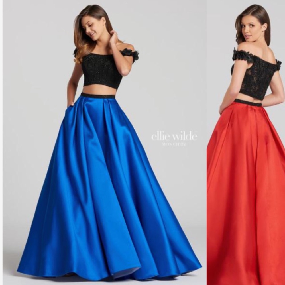 Ellie Wilde for Mon Cheri two piece off the shoulder lace top